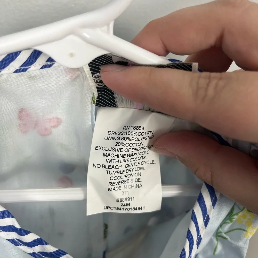 Nwt Rare Editions Little Girls Printed Poplin Dress - Blue size 24 months